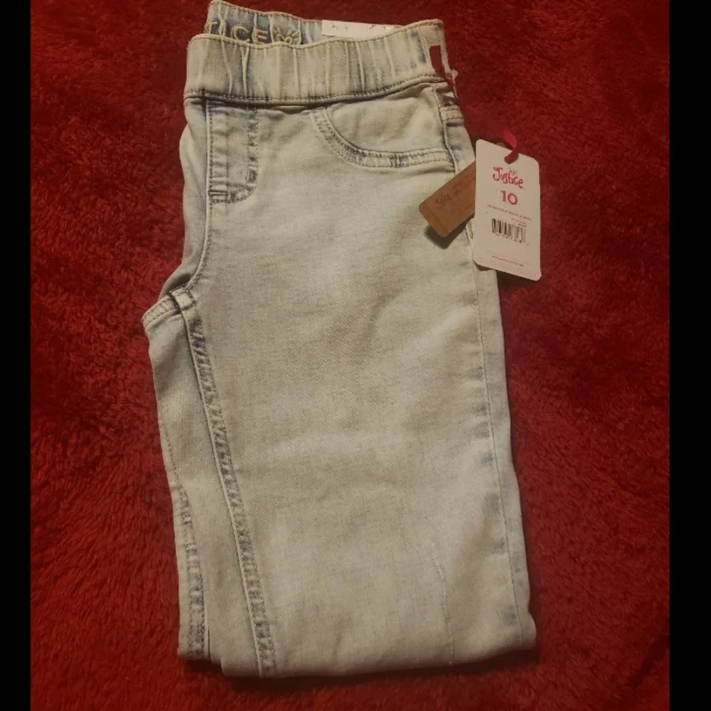 Brand New Girls Justice Denim Distressed Leggings